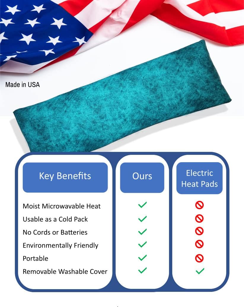 Microwavable Corn Filled Heating Pad and Cold Pack/Washable 100% Cotton Cover (Cross Hatch - Mint, 7.5in W x 11in L)