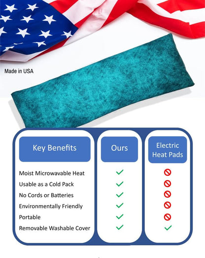 Microwavable Corn Filled Heating Pad and Cold Pack/Washable 100% Cotton Cover (Cross Hatch - Mint, 7.5in W x 11in L)