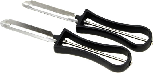 Chef Craft Classic Stainless Steel Blade Vegetable Peeler, 6 inches in length 2 piece set, Black