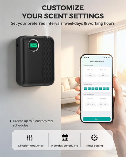 RoyAroma Waterless Essential Oil Diffuser for Home & Office, Smart Bluetooth App Control Scent Machine, 3000 Sq Ft Coverage, 400mL Cold Air Aromatherapy for Large Rooms - Pearl White