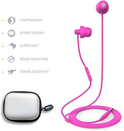 MAXROCK Sleep Earbuds,Ultra Soft Lightweight Sleep Earphones Headphones with Volume Control and Mic for Insomnia, Side Sleeper, Snoring, Air Travel, Meditation & Relaxation (Acid Blue)