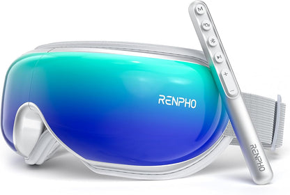 RENPHO Eyeris 1 Eye Massager with Heat, Sleep Mask with Remote Control | Vibration & Compression for Eye Strain and Head Tension, Bluetooth Music, FSA Eligible HSA, Black