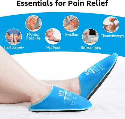 Gel Ice Pack Slippers for Foot Pain Relief, 1 Pair, Blue