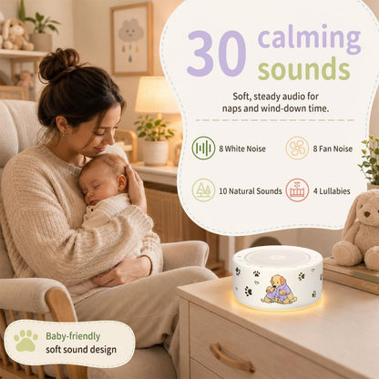 Kipcush White Noise Machine for Baby & Adults, 30 Soothing Sounds, Sleep Sound Machine with 8 Color Night Light, Memory Function, White Noise for Sleeping, Nursery, Office, Travel & Relaxation