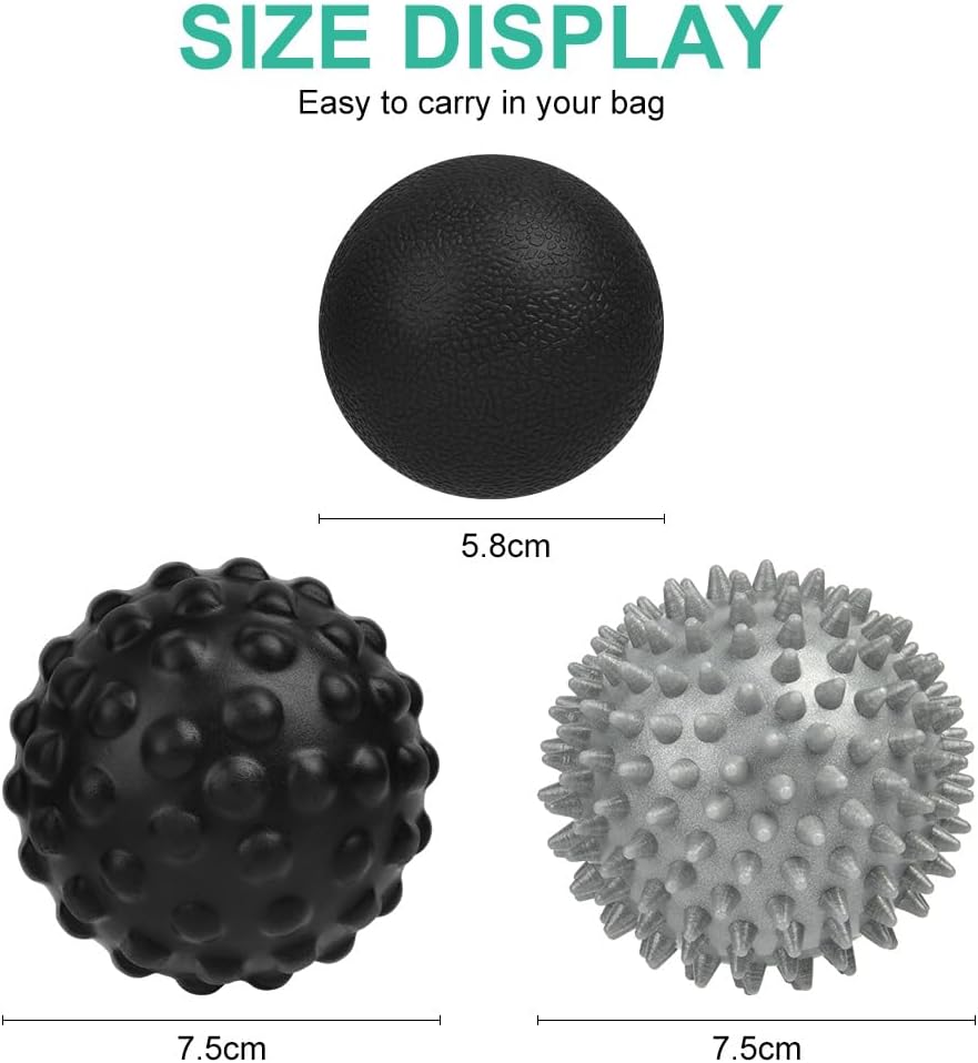 URAQT Spiky Massage Ball Set, 2 Pack Physical Therapy Massage Balls, Hard Lacrosse Ball & Spiky Massage Ball for Myofascial Release and Trigger Point Deep Tissue Massage (Purple)