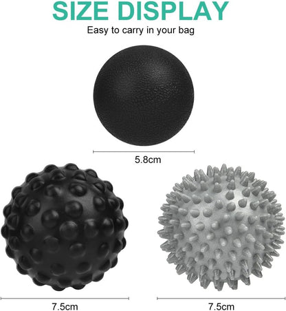 URAQT Spiky Massage Ball Set, 2 Pack Physical Therapy Massage Balls, Hard Lacrosse Ball & Spiky Massage Ball for Myofascial Release and Trigger Point Deep Tissue Massage (Purple)