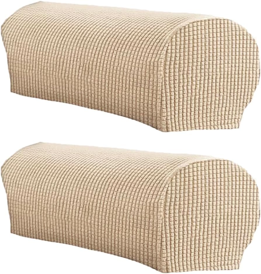 LINGXIYA Stretch Plush Armrest Covers, Spandex Armrest Slipcovers, Set of 2