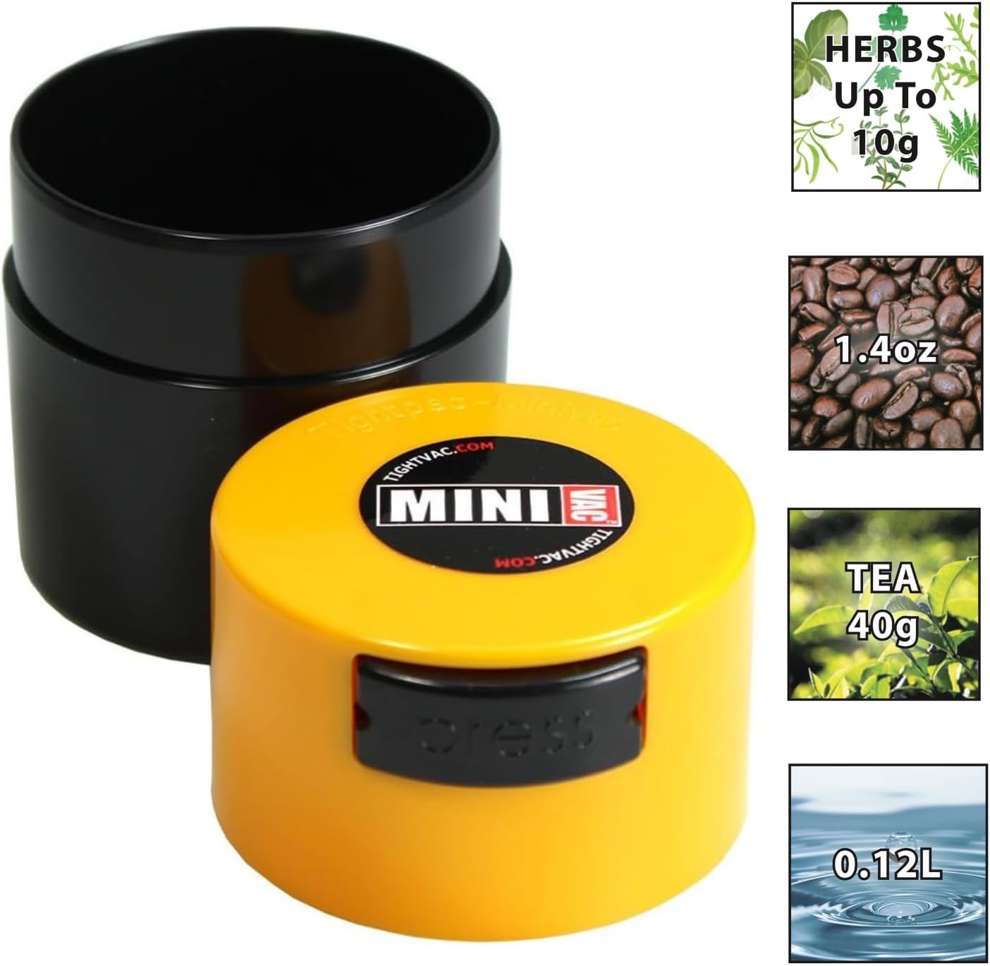 Minivac - 10g to 30 grams Airtight Multi-Use Vacuum Seal Portable Storage Container for Dry Goods, Food, and Herbs - Green Clear
