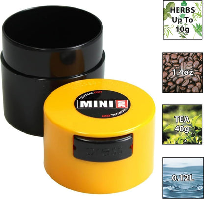 Minivac - 10g to 30 grams Airtight Multi-Use Vacuum Seal Portable Storage Container for Dry Goods, Food, and Herbs - Green Clear