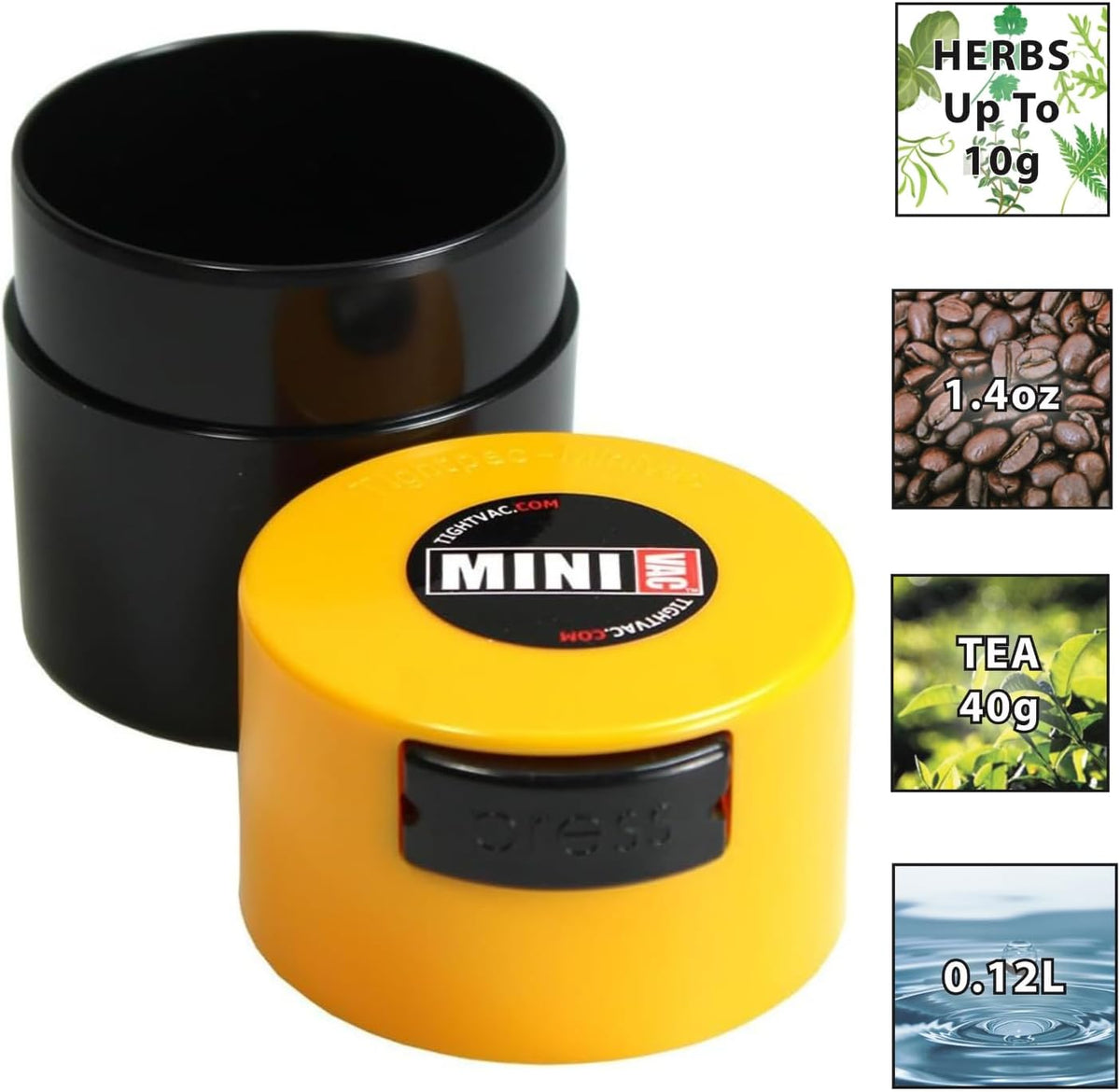 Minivac - 10g to 30 grams Airtight Multi-Use Vacuum Seal Portable Storage Container for Dry Goods, Food, and Herbs - Green Clear