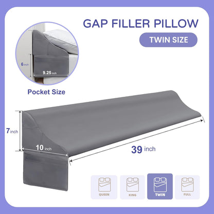 Vekkia King Size Bed Wedge Pillow for Headboard,Bed Wedge Gap Filler(0-6")