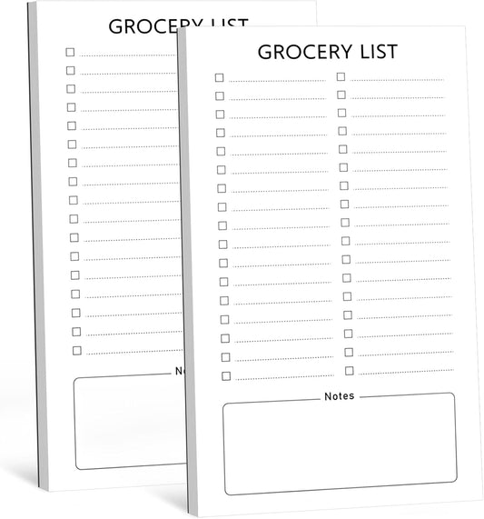 Grocery List Magnet Pad for Fridge, 2 Pack Magnetic Notepads for Refrigerator, Magnetic Grocery List Pad for Fridge, Full Magnet Back Shopping Lists, 60 Sheets Per Note Pads