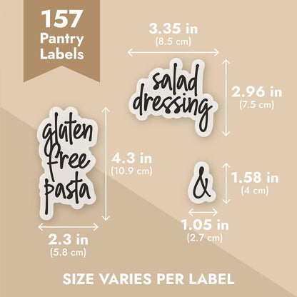 Talented Kitchen Pantry Labels for Food Containers - 157-Piece, Black Script Vinyl - Jar & Bin Labels & Food Storage Organization Stickers