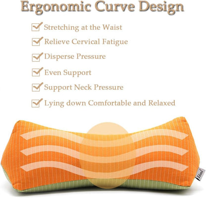 Buckwheat Cervical Neck Roll Pillow, Adjustable Firm Support for Neck Pain Relief, 15.7x6 Inch Buckwheat Hull Pillow for Back Side Sleepers