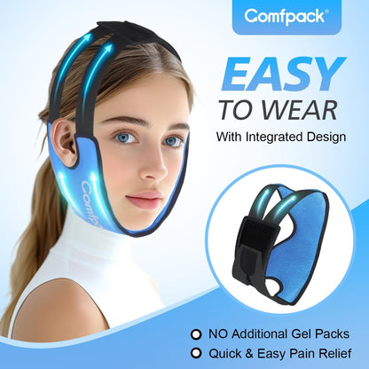 Comfpack Wisdom Teeth Ice Pack Head Wrap,Soft Double Side Jaw Face Ice Pack | Extra Large Jaw & Chin Ice Pack, Reusable Gel Hot Cold Therapy for TMJ, Oral Surgery, Face Swelling, Tonsillectomy Recovery