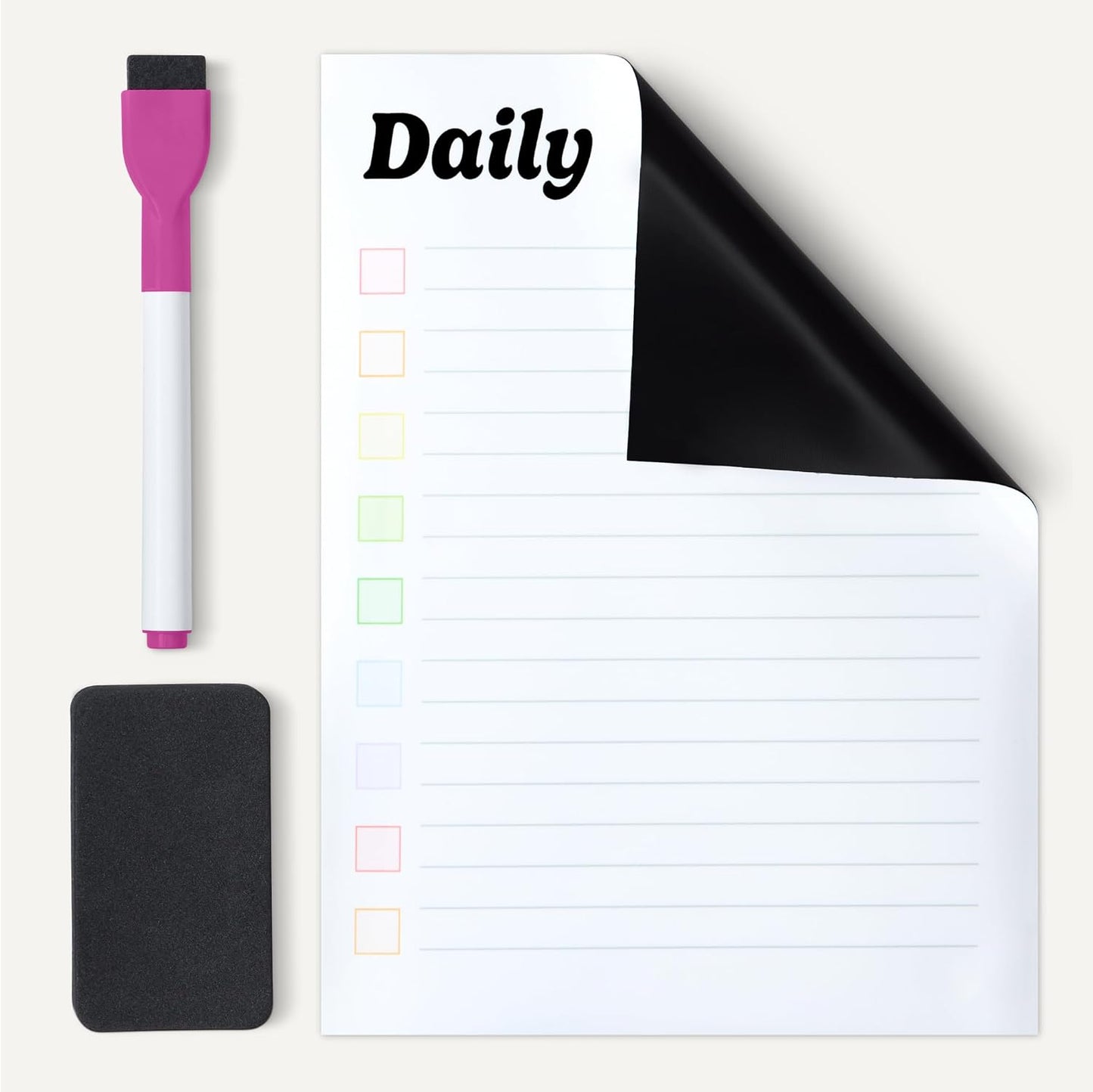 Amazon Basics Magnetic Dry Erase Whiteboard Calendar for Fridge, Easy to Clean, Schedule Organizer, 12" x 17", Includes 4 Markers and Eraser