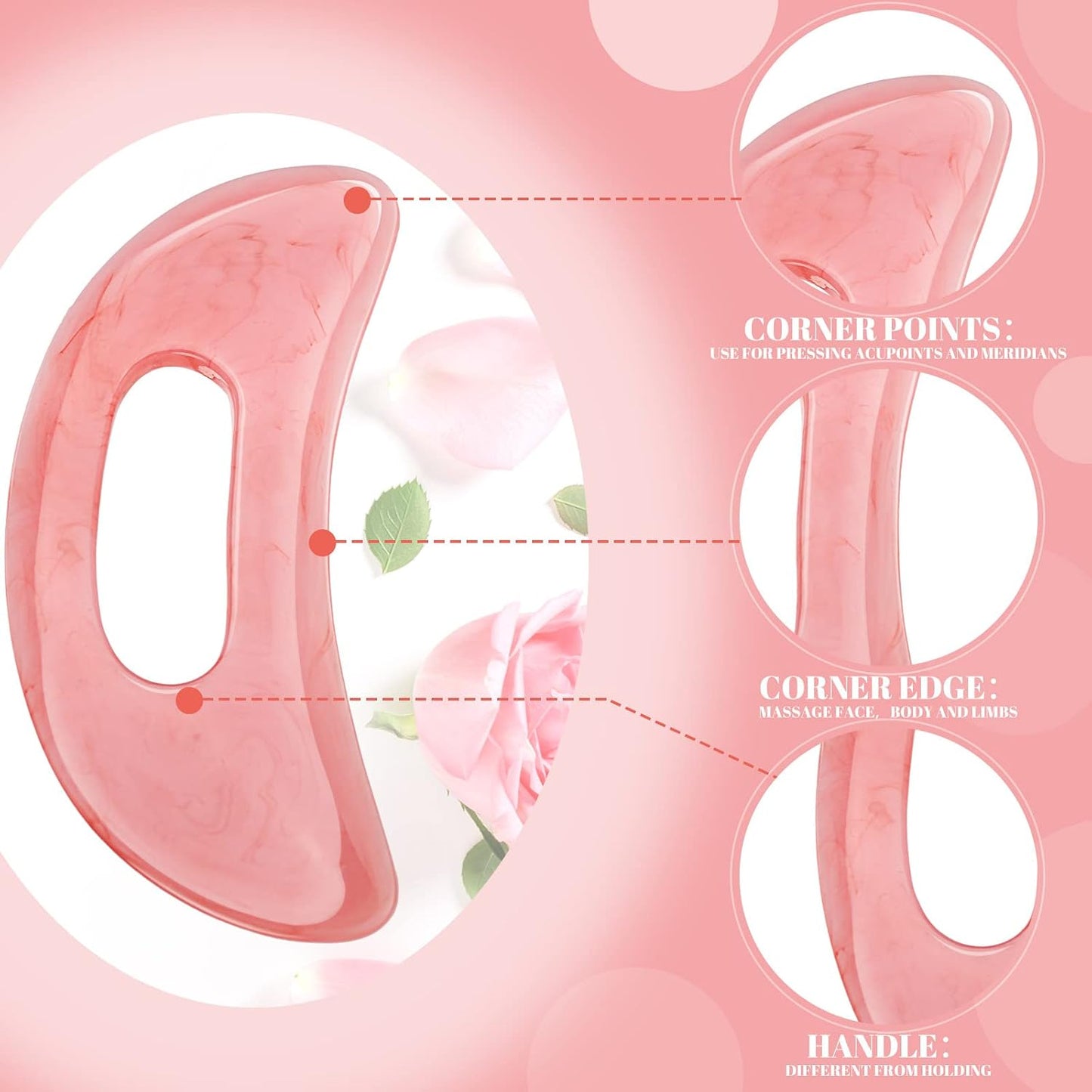 BBTO Gua Sha Massage Tool with Handle Resin Massage Tools Lymphatic Drainage Massager Body Shaping Gua Sha Tools for Full Body Men Women Birthday Festival Holiday Present (Light Green)