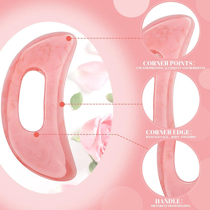 BBTO Gua Sha Massage Tool with Handle Resin Massage Tools Lymphatic Drainage Massager Body Shaping Gua Sha Tools for Full Body Men Women Birthday Festival Holiday Present (Light Green)