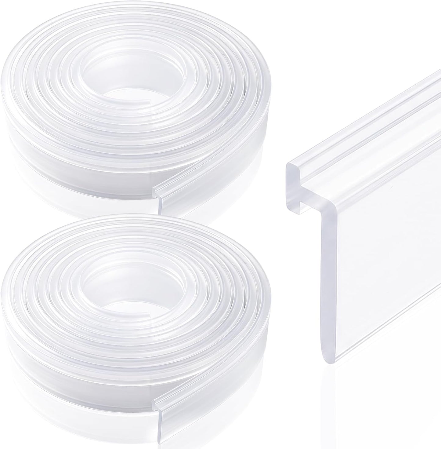 Lineshading 2 Pack Vinyl Shower Door Bottom Seal, 36-inch Shower Door Bottom Sweep Strip, Clear(3 Horizontal Bars)