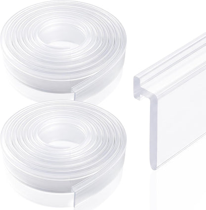 Lineshading 2 Pack Vinyl Shower Door Bottom Seal, 36-inch Shower Door Bottom Sweep Strip, Clear(3 Horizontal Bars)