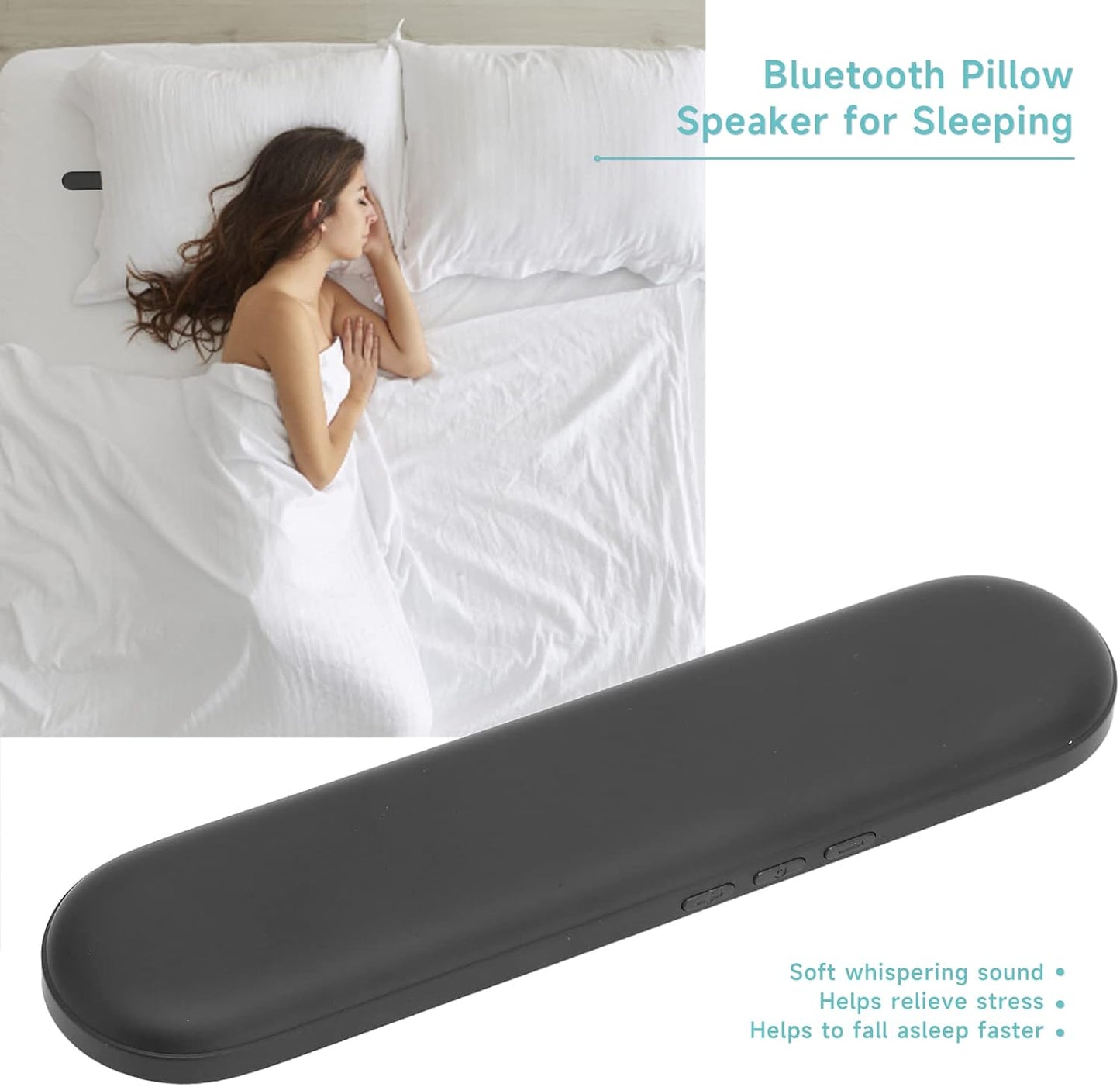 Pillow Speakers Bluetooth, Pillow Speakers, Bluetooth 5.3 Portable Bone Conduction Speaker with Timer Off Function, Mini Pillow Speaker for Adults, Children, Babies(White)