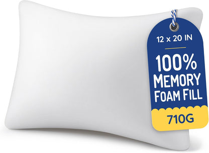 AM AEROMAX 12x20 Memory Foam Throw Pillow Insert, Rectangular Lumbar, White