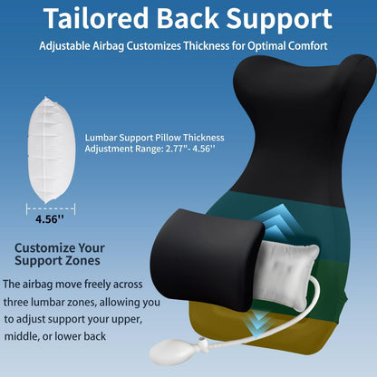 27.7'' Adjustable Airbag Full Back Lumbar Support Pillow, Back Pain Relief