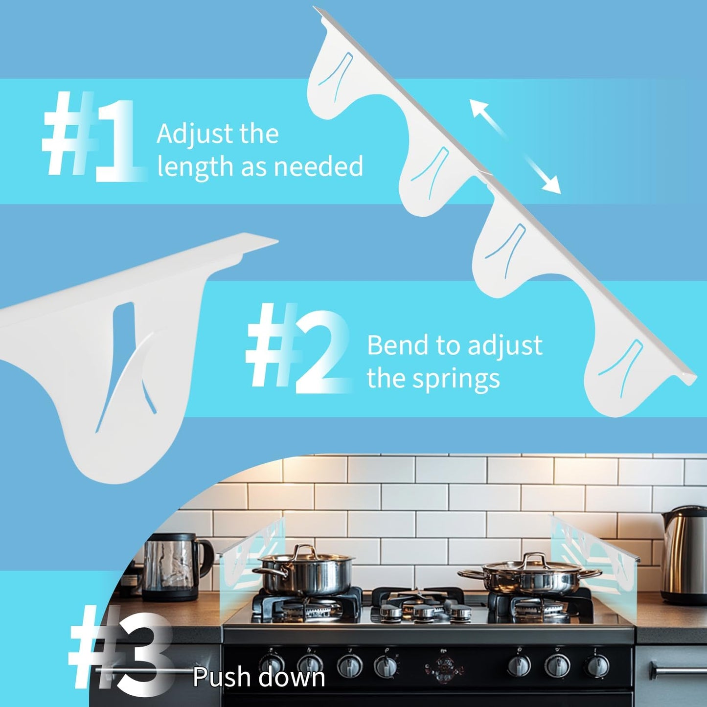Stainless Steel Stove Gap Cover (2 Pack, Black), Stove Gap Filler for Kitchen, Range Trim Kit, Heat Resistant with Easy Clean, Adjustable Length 13.8” to 27.5”