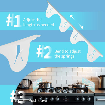 Stainless Steel Stove Gap Cover (2 Pack, Black), Stove Gap Filler for Kitchen, Range Trim Kit, Heat Resistant with Easy Clean, Adjustable Length 13.8” to 27.5”