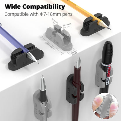 OUTXE 6-Pack Magnetic & Adhesive Pen Holder with Dual Slots - Easy Organize & Access Pencil, Pen, Marker- Perfect for Desk, Wall, Refrigerator, Whiteboard, Clipboard | Easy Organize & Access Pencil, Pen, Marker- Perfect for Desk, Wall, Refrigerator,