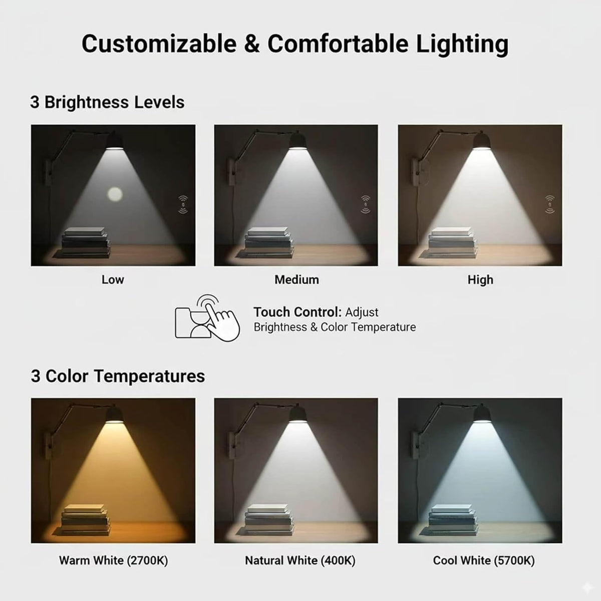 Lights, Sweden-Inspired Design Wall Mounted Light – Rechargeable Magnetic LED Wall Lamp with Soft Glow, Stick-On Wall Sconce for Bedroom Reading and Modern Home Lighting (Wood)