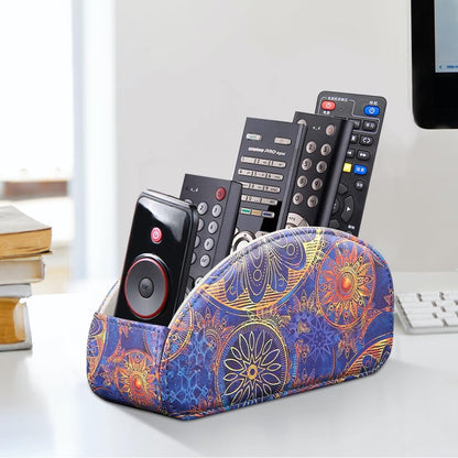 Pu Leather TV Remote Control Holder with 5 Compartments,Remote Caddy/Tray | Bedside Table Desk Storage Box/Organizer for Pen,DVD,Blu-Ray,Media Player,Heater Controller,Cosmetics,Glasses,Office Supplies