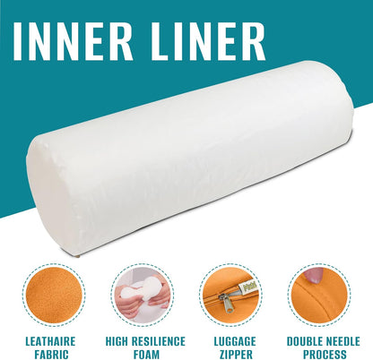 2 Pack Neck Roll Pillow, High-Density Foam Cylinder Bolster Pillow for Neck, Back & Lumbar Support, Ergonomic Round Pillow for Side Sleepers, Sleeping, Removable Washable Cover (7.9''x23.6'' Orange)