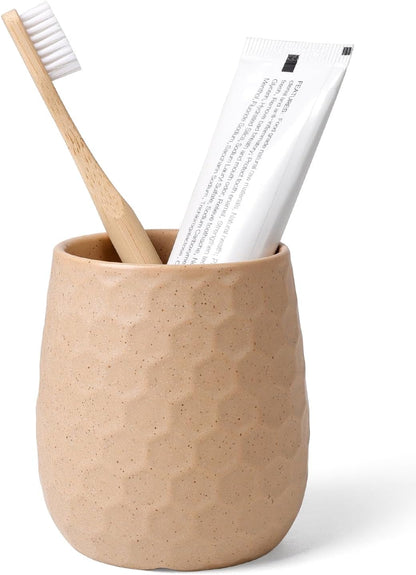Toothbrush Holder, Tooth Brush Holder for Bathroom - Ceramic Toothbrush Cup White Toothbrush Holders Countertop, Makeup Brush Holder Pen Holder, 3.62" x 3.62" x 3.93", ANTIS'S HOME