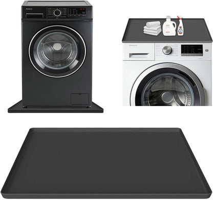 27x27 Inch Foldable Silicone Washing Machine Drain Pan Grey | 0.78 Inch Raised Lip, Waterproof Leak Proof, Non Slip Drain Tray, For Washer, Dryer, Fridge, Dishwasher