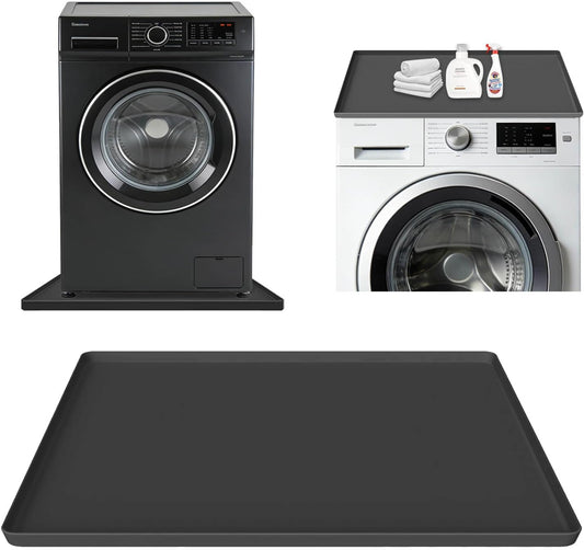 27x27 Inch Foldable Silicone Washing Machine Drain Pan Grey | 0.78 Inch Raised Lip, Waterproof Leak Proof, Non Slip Drain Tray, For Washer, Dryer, Fridge, Dishwasher