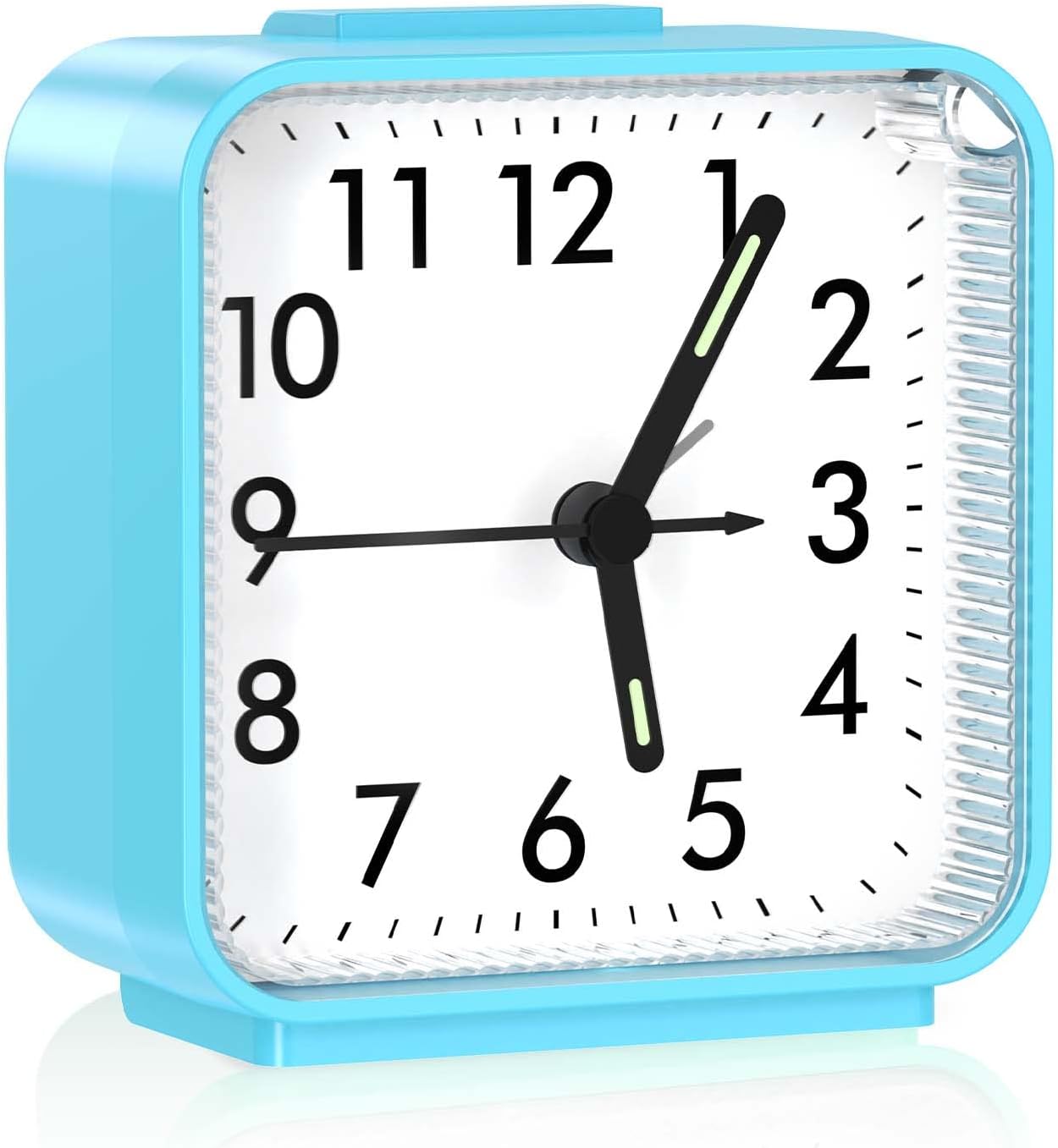 Analog Alarm Clock, Bedside Clocks Battery Powered, Silent Non Ticking Travel Clock with Night Light, Snooze, Easy Set, Clock for Heavy Sleepers Kids Elder Travel Bedroom Office, Pink