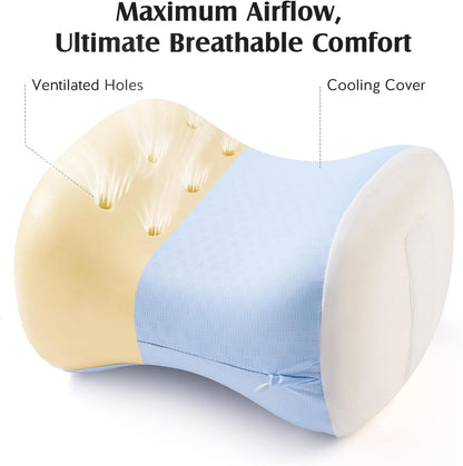 YFONG Knee Pillow for Side Sleepers, Breathable Memory Foam Leg Pillow Grey | Adjustable & Detachable Strap, Ergonomic Support for Back, Hip, Knee, Pressure Relief