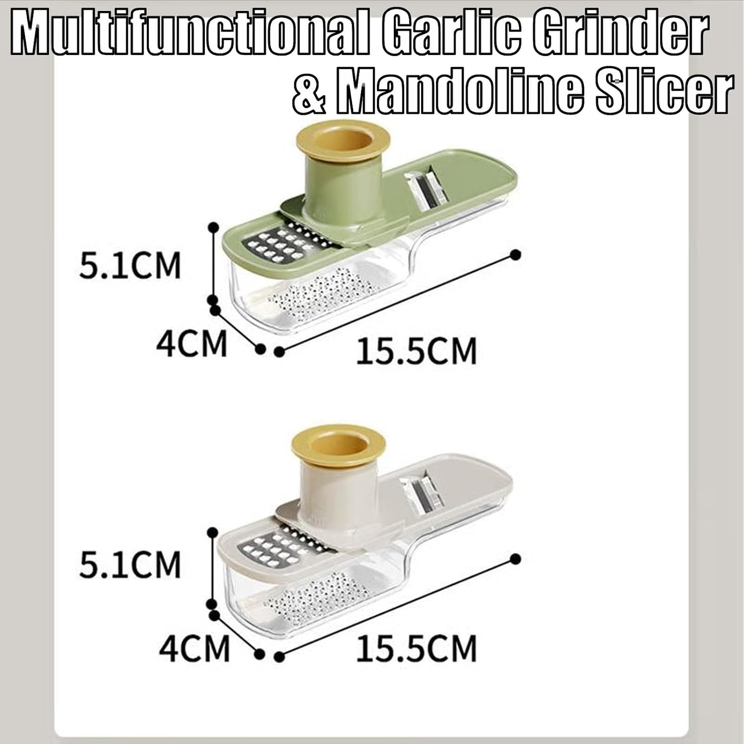 Garlic Slicer Super Thin, Garlic Slicer and Grater, 2026 Mini Multifunctional Garlic Grinder & Mandoline Slicer, Multi-Functional Veggie Shredder Ginger Vegetable Cutter with Container (Green*1 Pc)