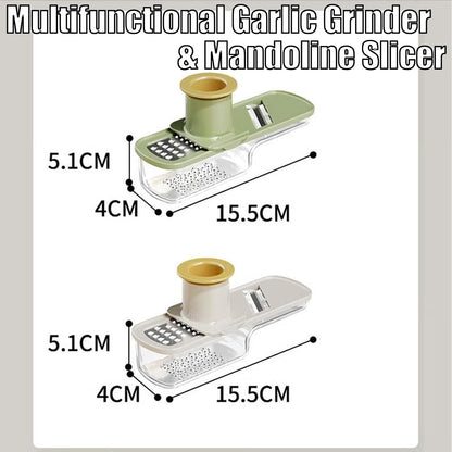 Garlic Slicer Super Thin, Garlic Slicer and Grater, 2026 Mini Multifunctional Garlic Grinder & Mandoline Slicer, Multi-Functional Veggie Shredder Ginger Vegetable Cutter with Container (Green*1 Pc)