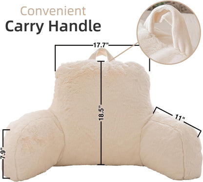 A Nice Night Ivory Reading Pillow, 18.5" Bed Wedge Pillows with Arms