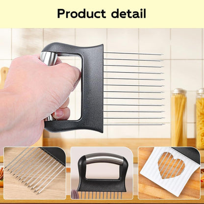 Onion Holder for Slicing, 2025 New Stainless Steel Onion Slice Holder Lemon Slicer Vegetable Cutter, Kitchen Chopper Slicing Assistant Tool for Meat, Onion, Potato, Tomato (A-1PCS)