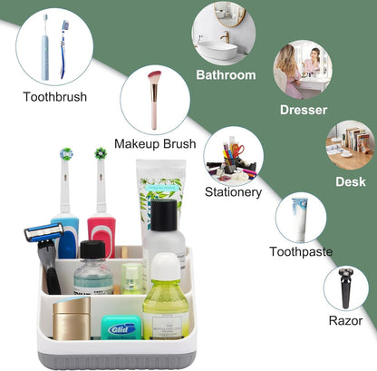Toothbrush Holders for Bathrooms,6 Slots, Detachable for Easy Clean, White | Electric Toothbrush, with bamboo divider, drainage hole, BPA-free,bathroom,office,kictchen,vanity countertop organizer