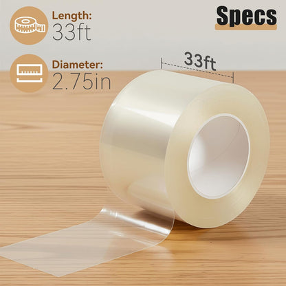 Clear Window Weather Sealing Tape, 2 Inch x 33 Feet, Transparent Draft Stopper for Home Winterizing and Insulation, No Residue
