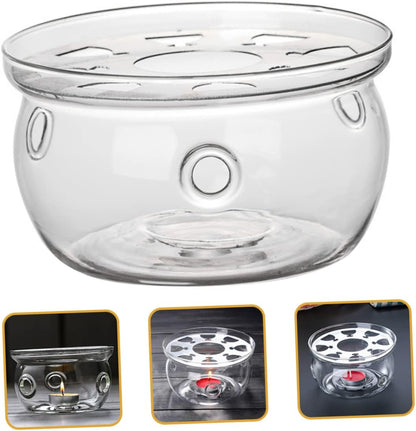 High Borosilicate Glass Tea Warmer Base Teapot Heater Accessory for Home Sturdy and Heat Resistant for Blooming Tea and Milk