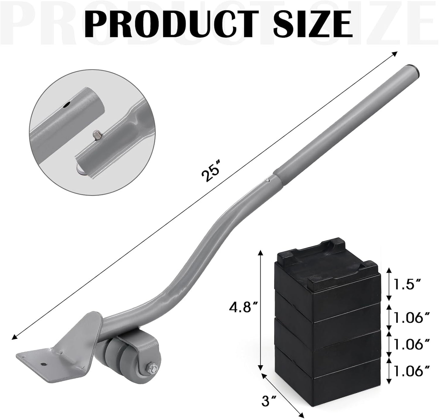 22" Furniture Lifter Tool, Appliance Metal Lifter for Heavy Furniture Grey | 1 Lifter Tool, 4 Raise Blocks, Movers, Sliders & Wheels to Move Sofa, Refrigerator, Washing Machine Easily & Safely