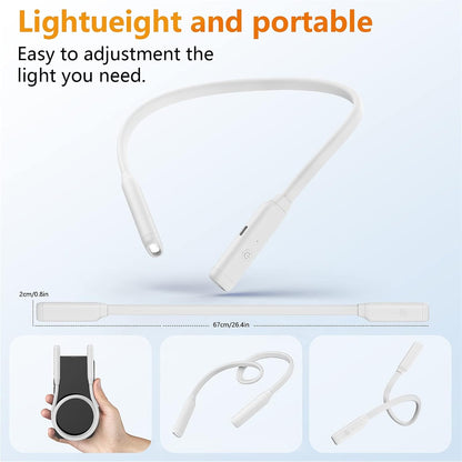 Book Light LED Neck Reading Light,Bendable Rechargeable Book Light for Reading in Bed,Eye Friendly - 3 Colors & 3 Brightness Levels Perfect for Bookworms Kids Crafts Knitting Travel (White)