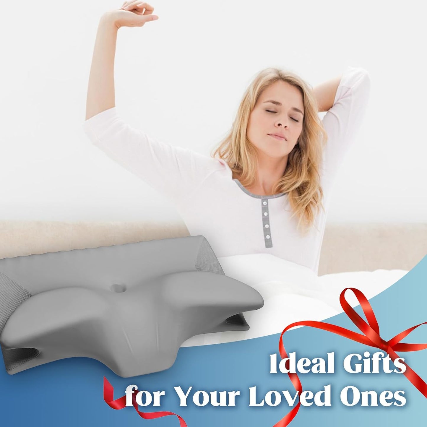 Cervical Pillow for Neck Pain Relief, Cooling Contour Memory Foam Pillows Support Odorless Ergonomic Neck Pillow Adjustable Orthopedic Bed Pillow for Side Back Stomach Sleeper with Pillowcase,Snow