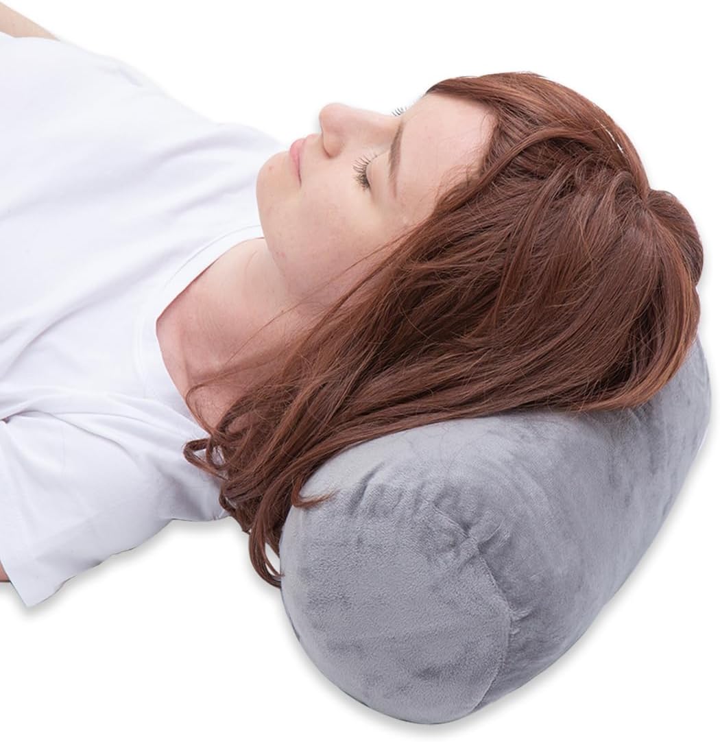 1 MIDDLE ONE Round Cylinder Bolster Pillow with Removable Cooling Cover, Tube Roll Cervical Pillow for Head, Neck, Back and Legs Support, 13"x 6", Grey