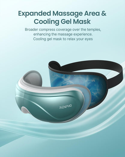 RENPHO Eyeris 1 Eye Massager with Heat, Sleep Mask with Remote Control | Vibration & Compression for Eye Strain and Head Tension, Bluetooth Music, FSA Eligible HSA, Black